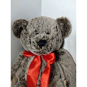 Animal Adventure‎ Vintage Plush Teddy Bear with Red Ribbon & Heart Accent 18 in